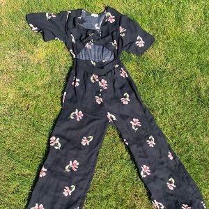 Socialite Front Tie Floral Jumpsuit